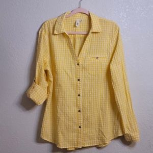 Kut from the Kloth Yellow Gingham Button Down Shirt